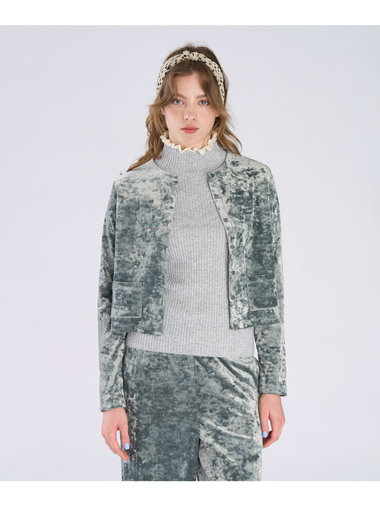 【Outlet】ベロア ジャージー カーディガン