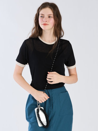 【Outlet】シアー コットン 半袖 リンガーTシャツ