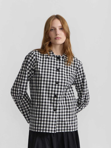 ギンガムチェック コットン 長袖 ブラウス ”Perryne”