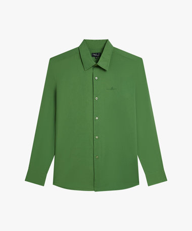 メンズ "b."ロゴ 刺繍 コットン 長袖 シャツ "Thomas"