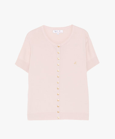 "b."ロゴ刺繍 コットンニット 半袖 カーディガンプレッション "Swing"