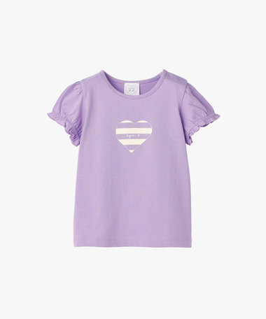 ベビー ロゴ ボーダー プリント コットン 半袖 Tシャツ "Heart"
