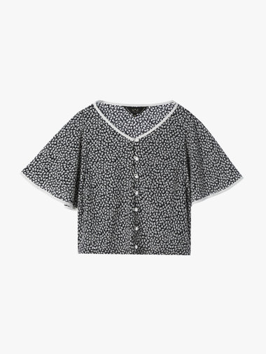 【Outlet】フラワープリント 半袖 ブラウス