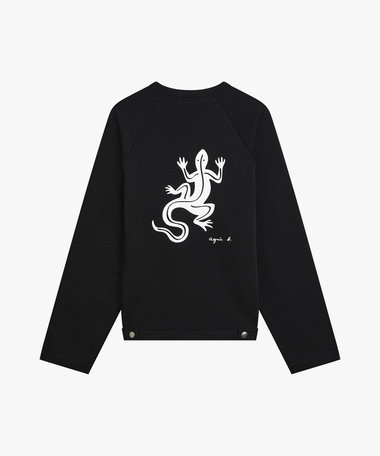 メンズ  アイコニック プリント オーガニックコットン 長袖 カーディガン "Lezard"