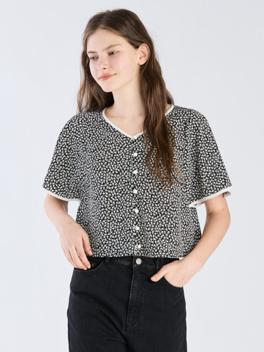 【Outlet】フラワープリント 半袖 ブラウス