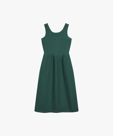 リネン ノースリーブ ロング ワンピース