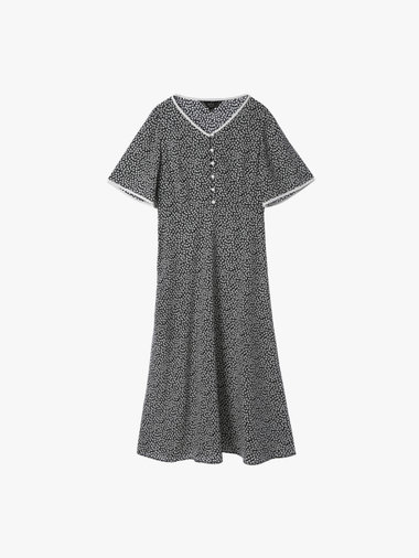 【Outlet】フラワープリント 半袖 ワンピース