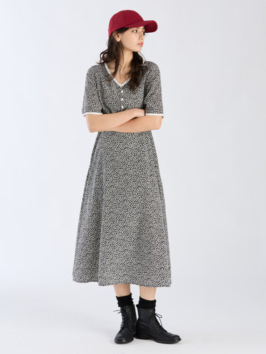 【Outlet】フラワープリント 半袖 ワンピース