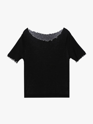 【Outlet】コットン メロウフリル 半袖 Tシャツ