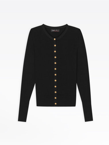 コットン ニット 長袖 カーディガンプレッション "Snapy"