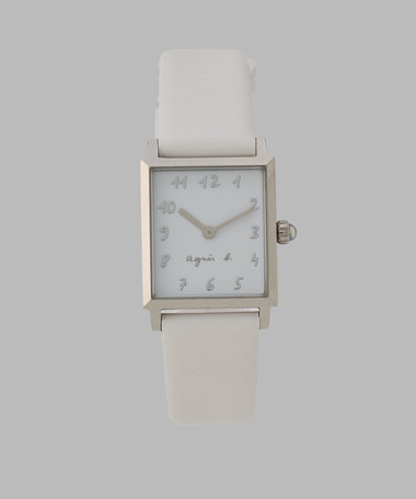 ホワイト レザー スクエア ウォッチ "Marcello"