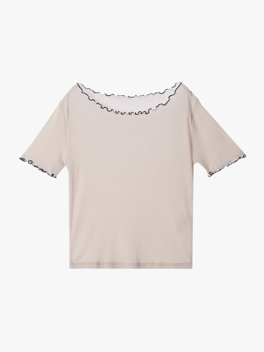 【Outlet】コットン メロウフリル 半袖 Tシャツ