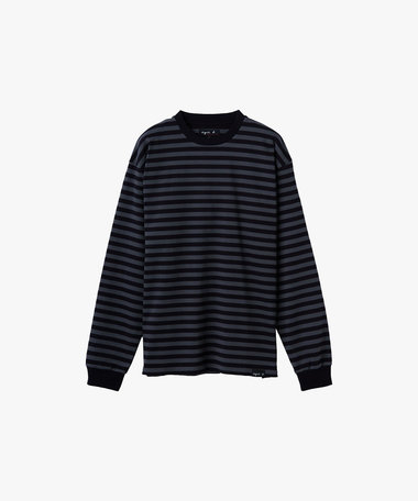 メンズ 細ボーダー コットン 長袖 Tシャツ