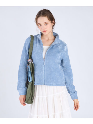 【Outlet】モールヤーン スタンドカラー ジップ ブルゾン