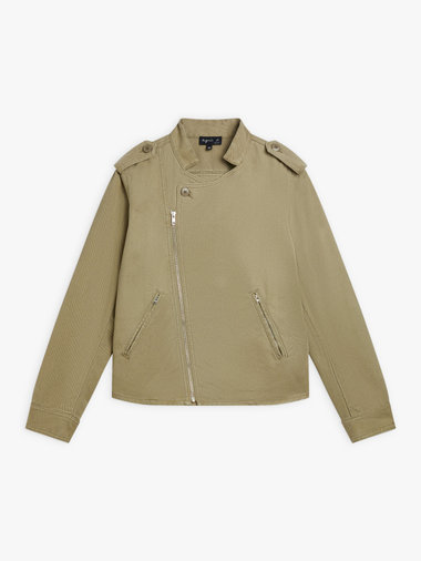 コットンギャバジン スタンドカラー ショートジャケット ”Bridgette”