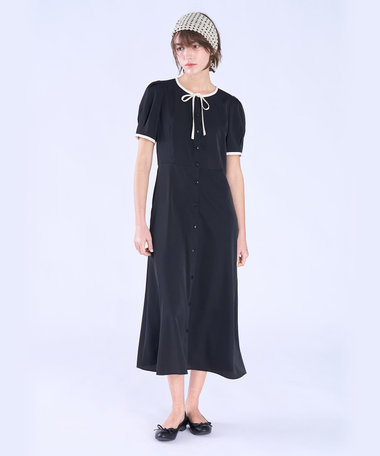 WEB限定 ポリエステル バイカラー 半袖 ワンピース