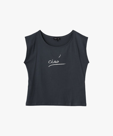 メッセージプリント コットン 半袖 Tシャツ "Ciao"