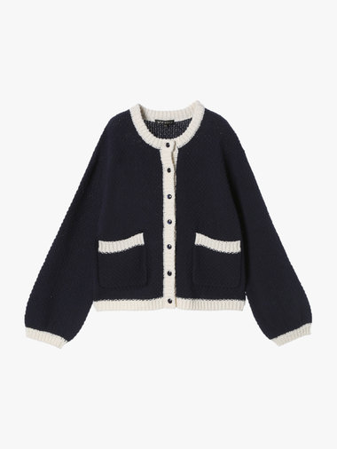 バイカラー ニット カーディガン