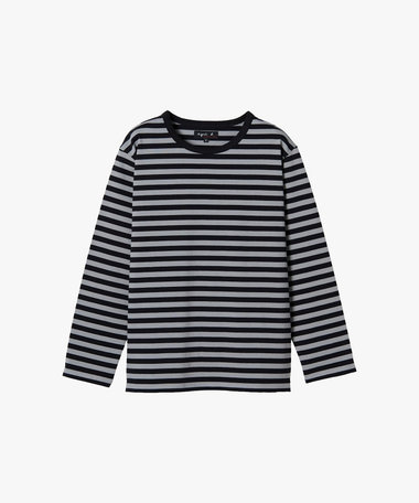 細ボーダー コットン 長袖 Tシャツ "Cool"