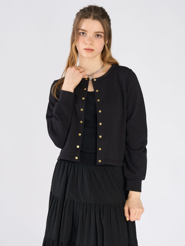 コットン フレンチ テリー パフ カーディガン