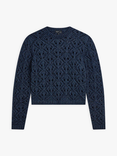 【Outlet】アルパカ 透かし編み ニット 長袖 プルオーバー "Michka"