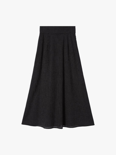 【Outlet】モノトーン チェック コットン リネン ロングスカート