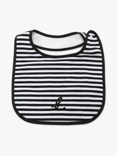 ベビー ”b.”ロゴ 刺繍 細ボーダー コットン スタイ