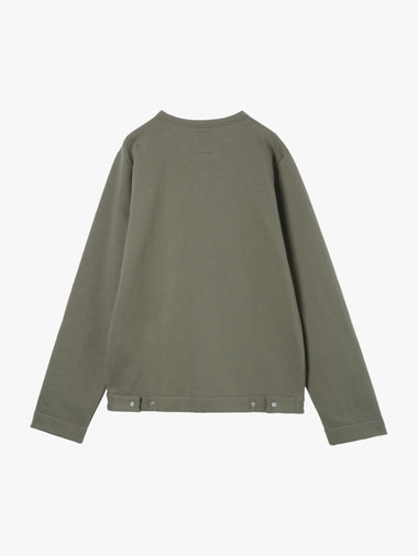 メンズ オーガニックコットン メルトン 長袖 カーディガンプレッション ”Nacre”  [Made in France]