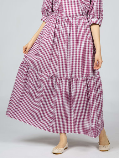【Outlet】ギンガムリップルチェックスカート