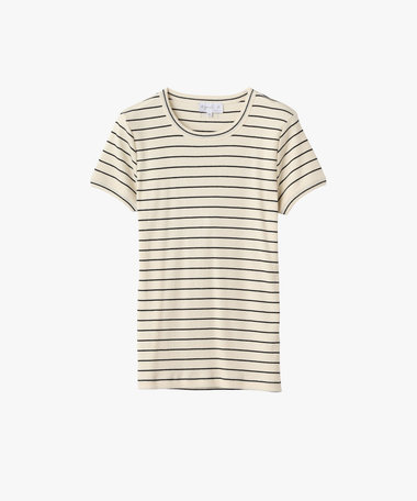 ボーダー 半袖 リブ Tシャツ "Be Bop"