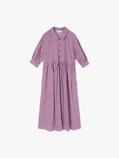 【Outlet】ギンガムリップルチェックワンピース