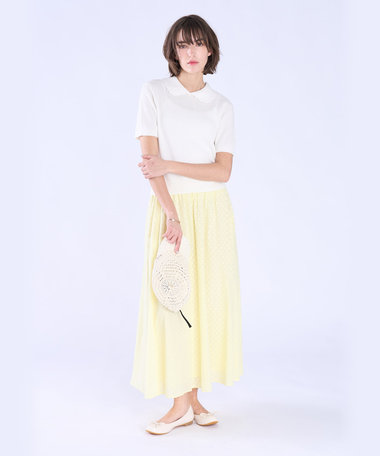 フラワー コットン カット ジャカード スカート