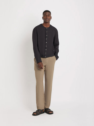 メンズ リネン カーディガンシャツ