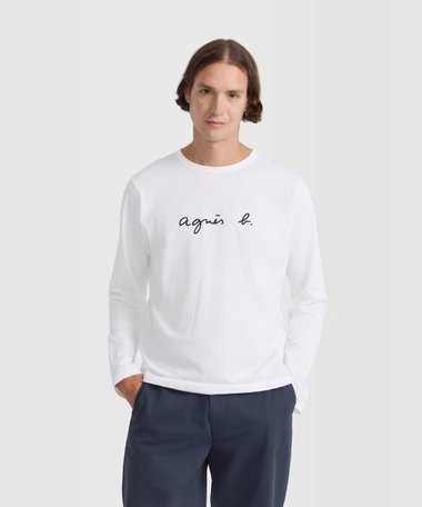 メンズ ロゴ コットン 長袖 Tシャツ "Coulos"
