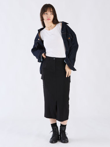 【Outlet】ワーステッドポリエステルカーゴスカート