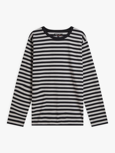 細ボーダー コットン 長袖 Tシャツ "Cool"