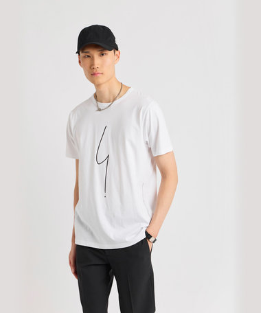 メンズ アイコニック プリント コットン 半袖 Tシャツ "Point d'Ironie"