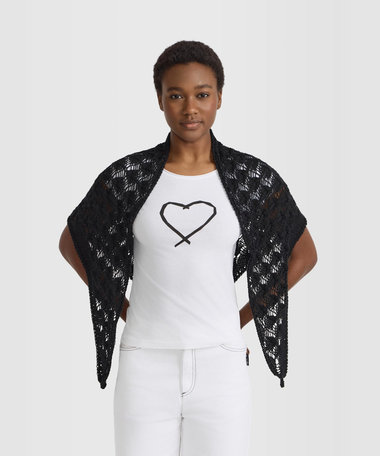 かぎ編み コットン トライアングル スカーフ "Marjolaine"