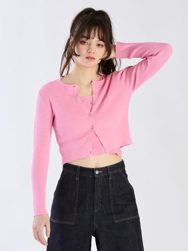 【Outlet】コットンリブカーディガン