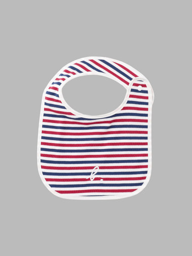 ベビー "b."ロゴ 刺繍 トリコロールボーダー コットン スタイ