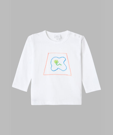 ベビー プリント コットン 長袖 Tシャツ agnes b.×mayumi yamase