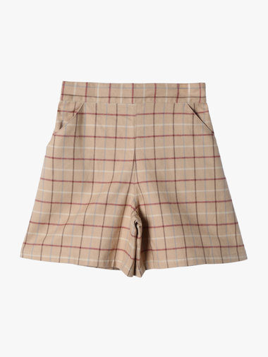 【Outlet】キッズ チェック コットン ショート キュロット