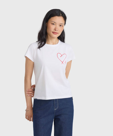 "b."ロゴ ハート プリント コットン 半袖 Tシャツ "Brando"