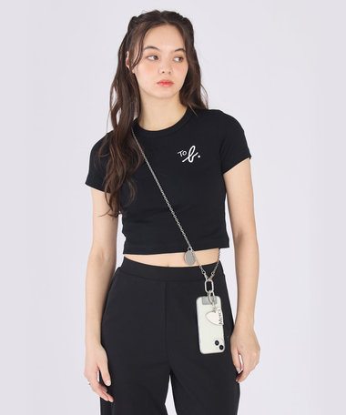 "To b."ロゴ コットン 半袖 クロップド Tシャツ