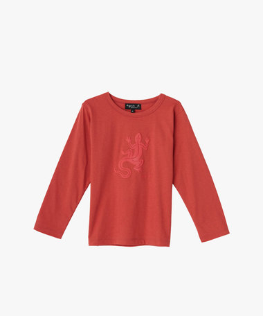 キッズ ロゴ アイコニック プリント コットン 長袖 Tシャツ "Lezard"