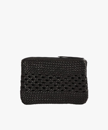 ラムレザー 編み込み クラッチバッグ