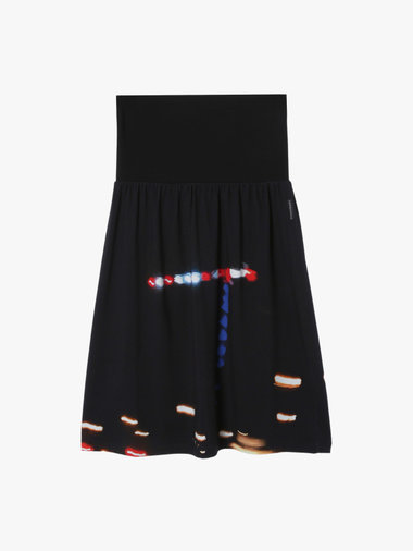 フォトプリント ギャザー ミニスカート ”Grue nuit”