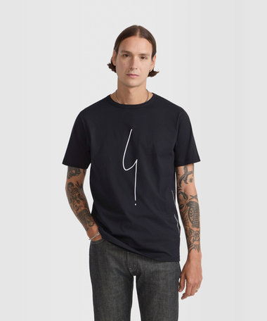 メンズ アイコニック プリント コットン 半袖 Tシャツ "Point d'Ironie"