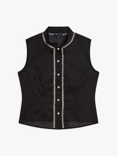 【Outlet】コットン オフィサーカラー ノースリーブ ブラウス