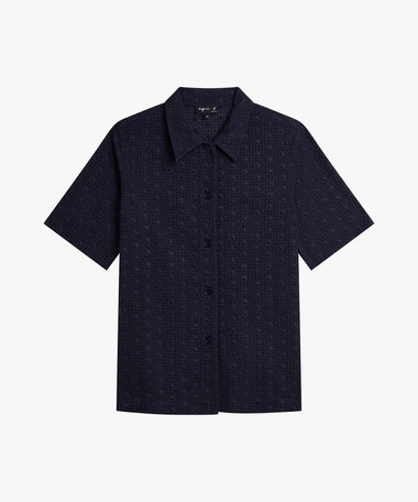 プリント コットン 半袖 ブラウス